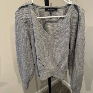 White House Black Market Light Gray V-Neck Sweater